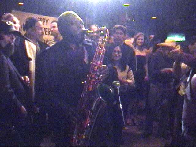 Big Jay McNeely (with Steve Werner, Tony Conn, and Carlos Guitarlos on far left; Cowboy Jack [in cowboy hat] on the right)