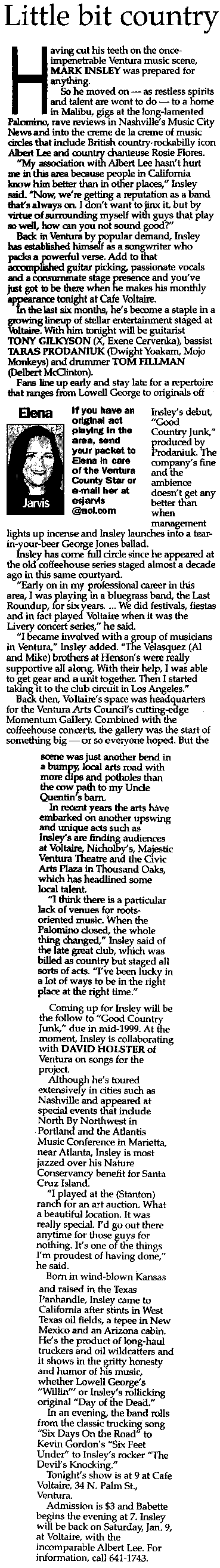 Star article about Mark Insley